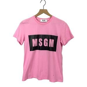 MSGM Box Logo Cotton T-Shirt - Pink - XS